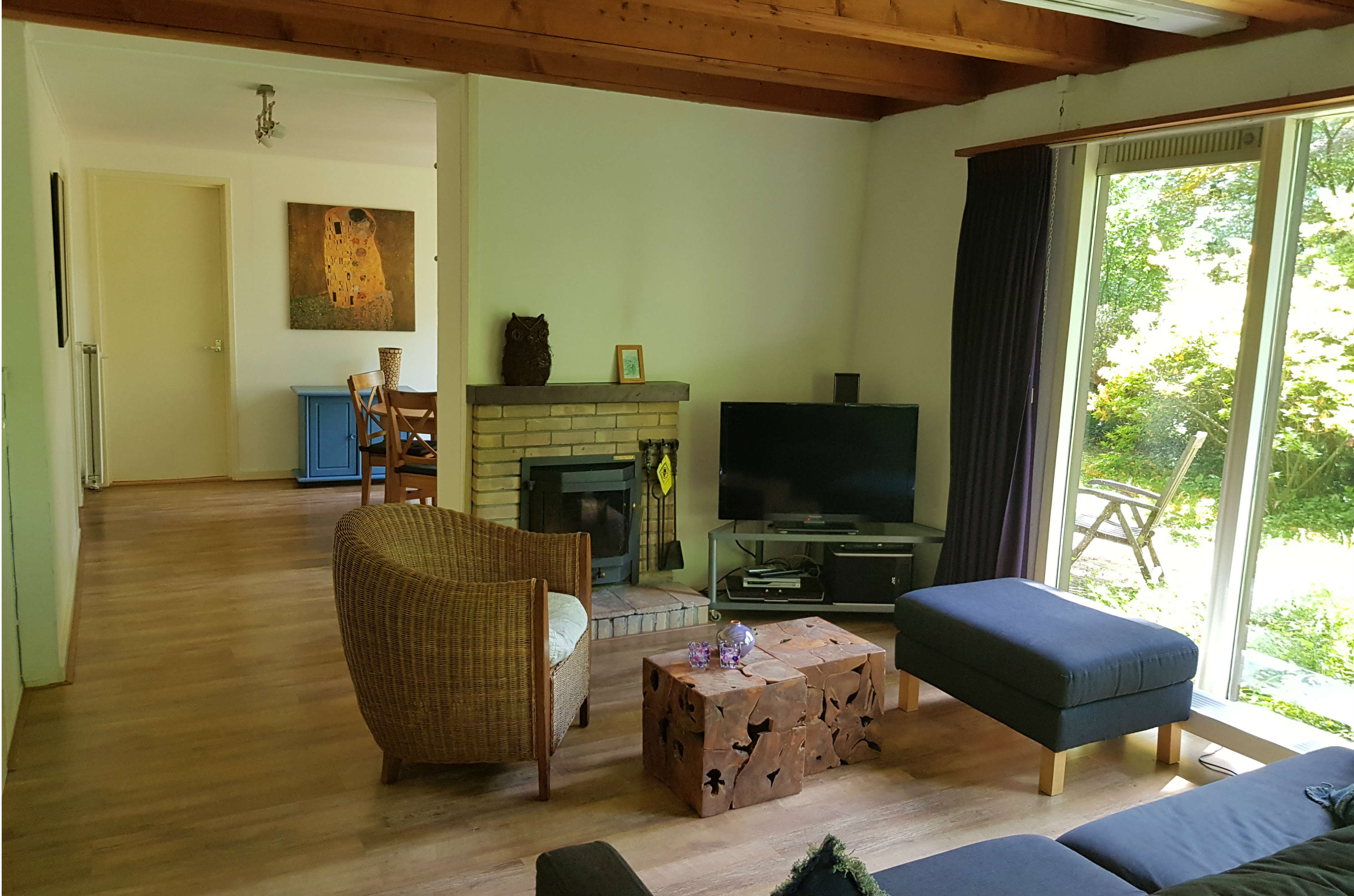 Huiskamer vakantiewoning Boshuis Oosterbeek